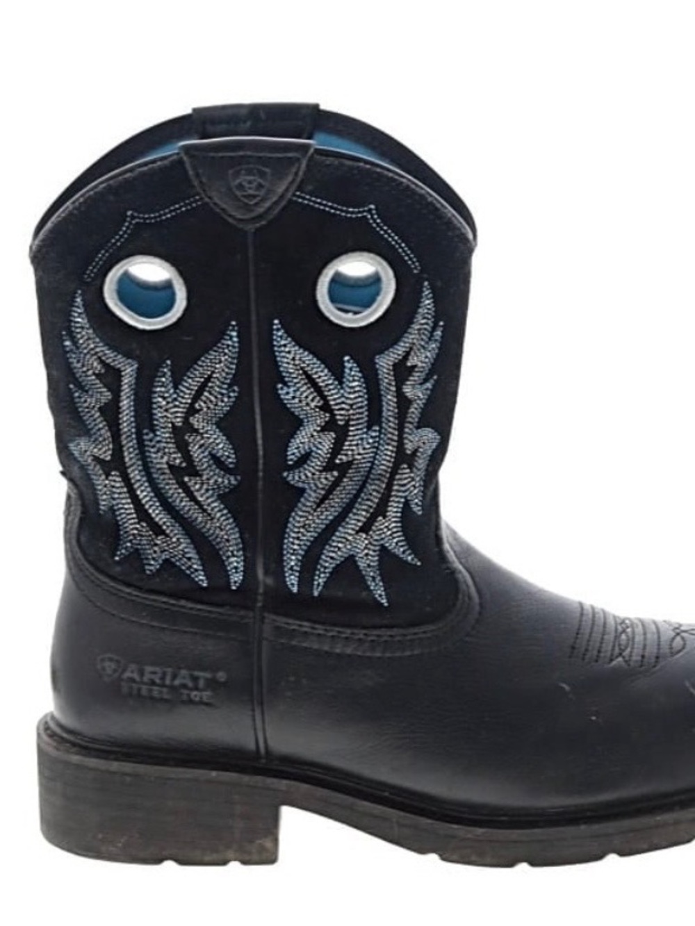 Ariat Black Ankle Western Boot with Blue Stitching